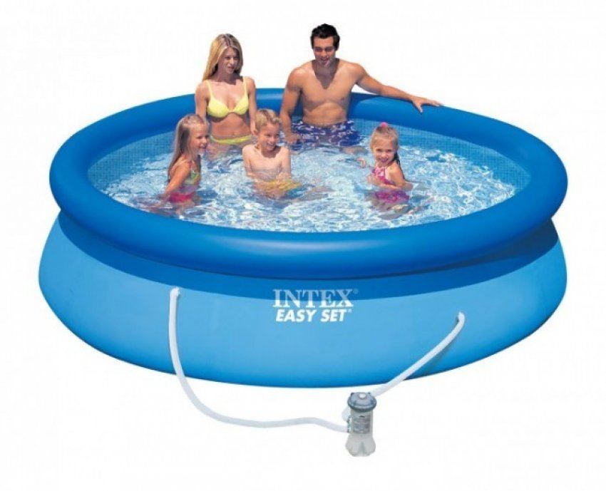 Intex 15ft Inflatable Paddling Pool Blue Garden Filter Pump