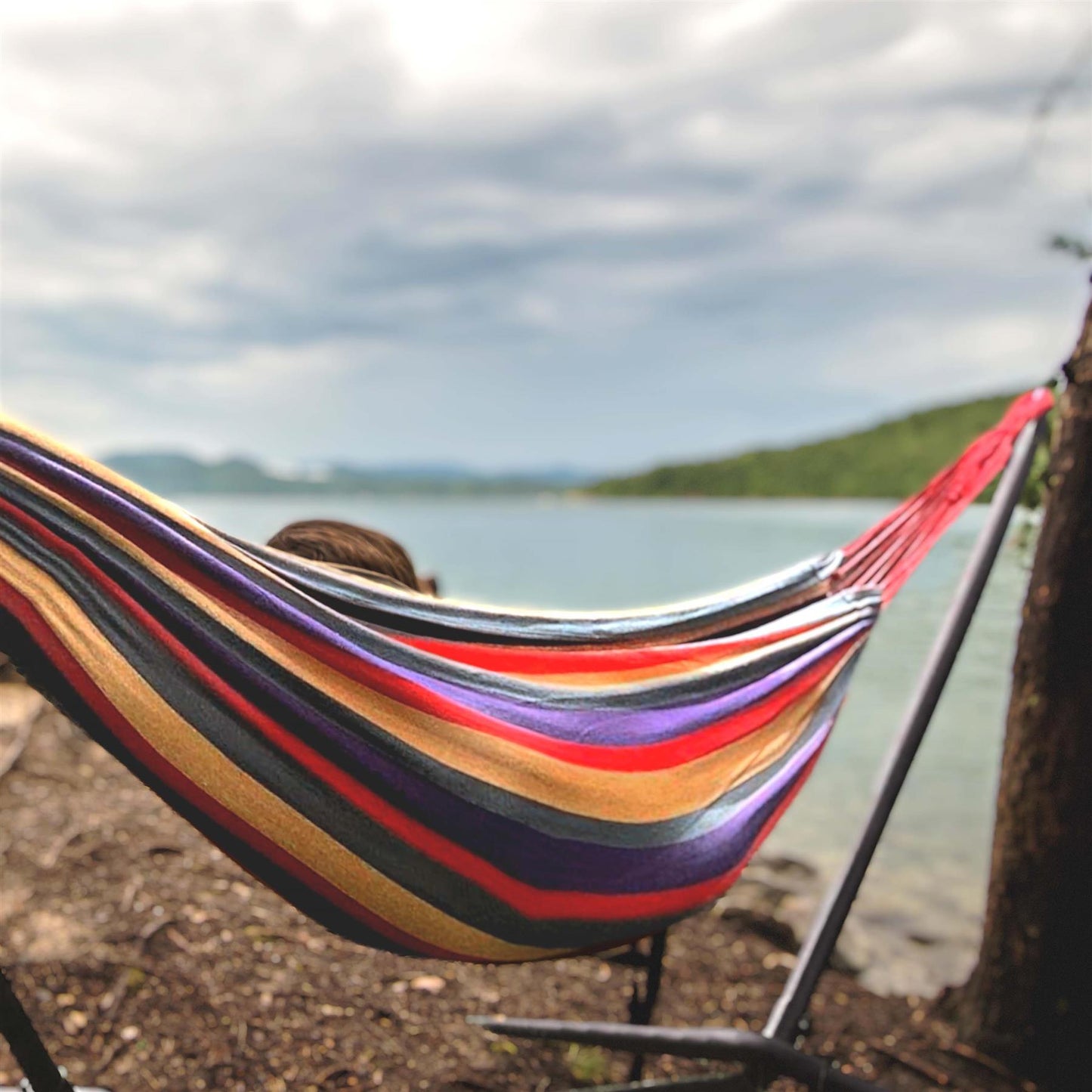 Rainbow Canvas Freestanding Garden Hammock & Stand