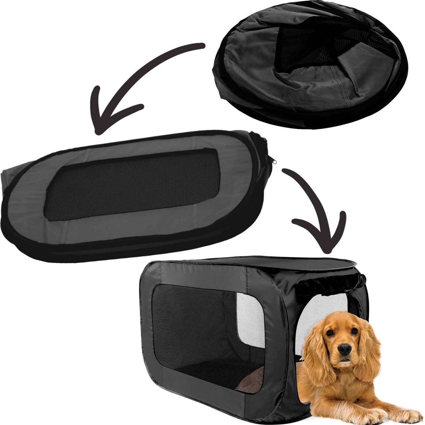 Collapsible Travel Cage For Dogs & Cats Nylon Black Or Green
