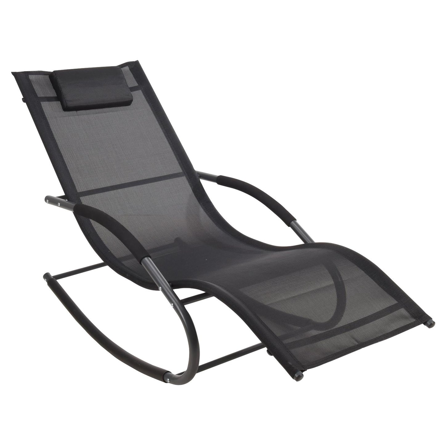 Outdoor Rocking Sun Lounger Garden Chair Grey Relaxing