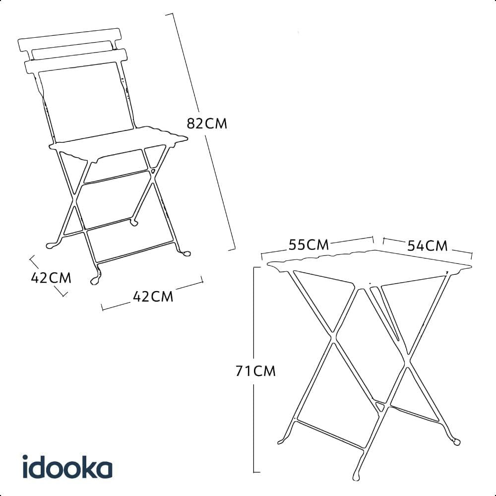 Bistro Garden Table & Chairs Set Metal/Wood Garden Patio