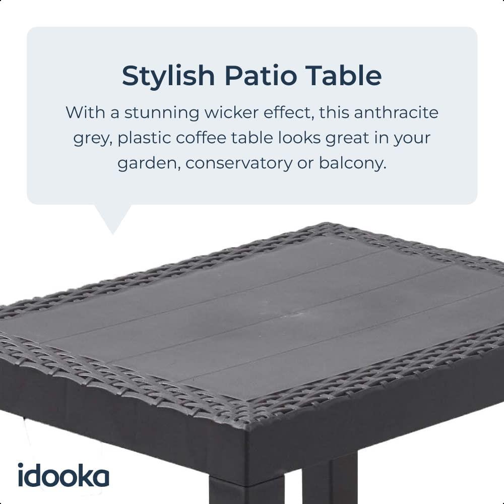 Plastic Rattan Garden Coffee Table Grey Outdoor Furniture
