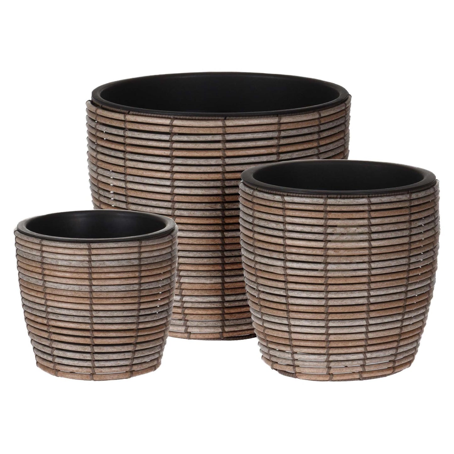 Plastic Rattan Plant Flower Indoor Pots Black/Brown Home Decor