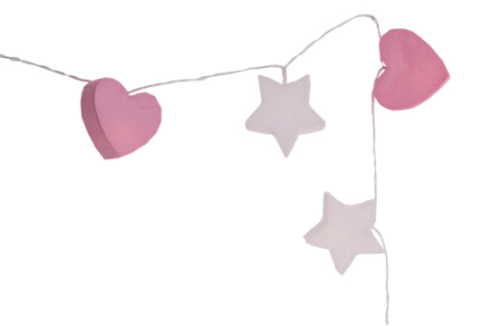 Battery Powered Fairy Lights Pink Blue Moon Hearts Bedroom