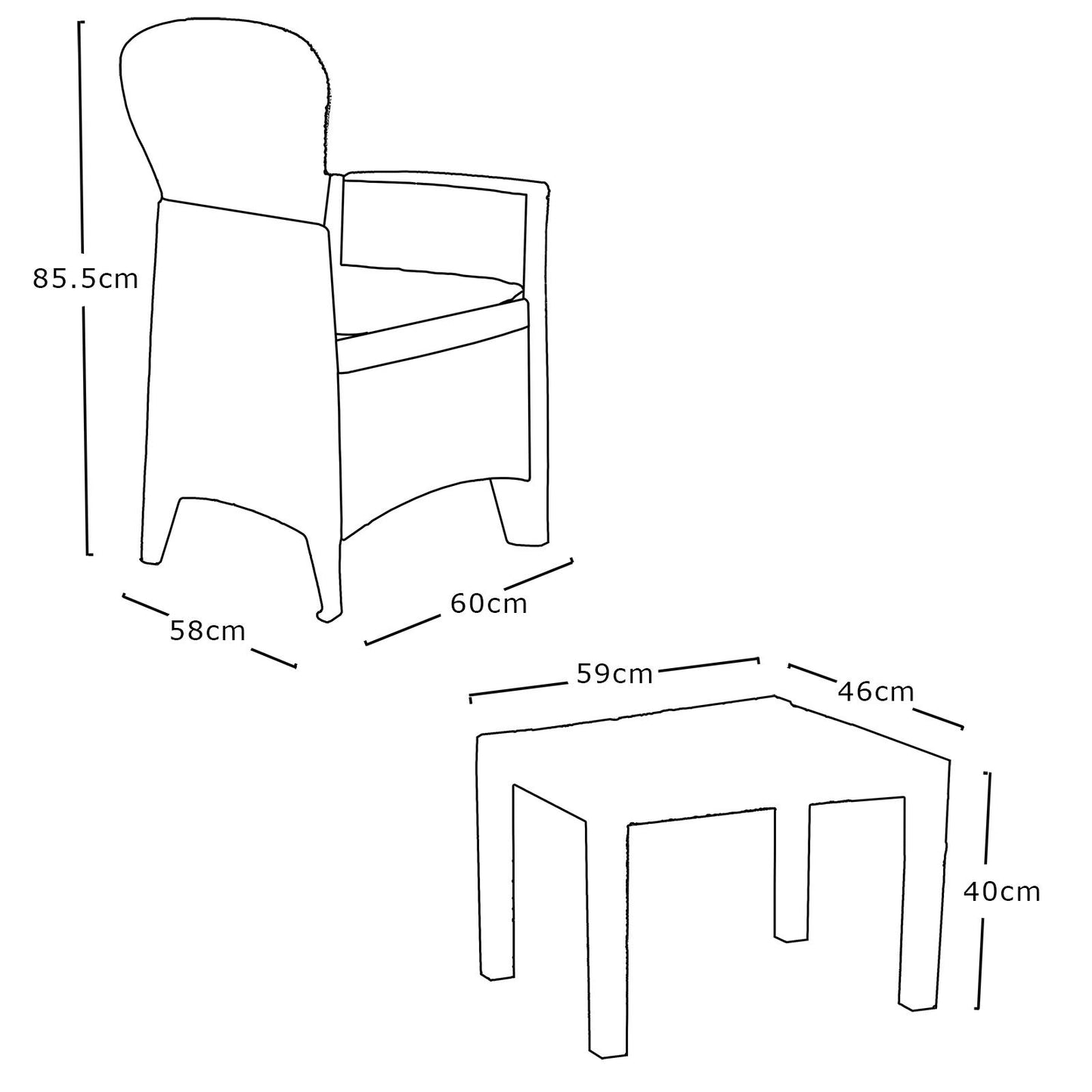 3 Piece Bistro Set Patio Garden Outdoor Furniture Polyrattan