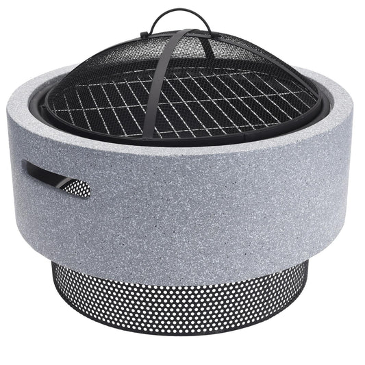 Outdoor Garden Fire Pit Bowl MgO Summer Patio Grey