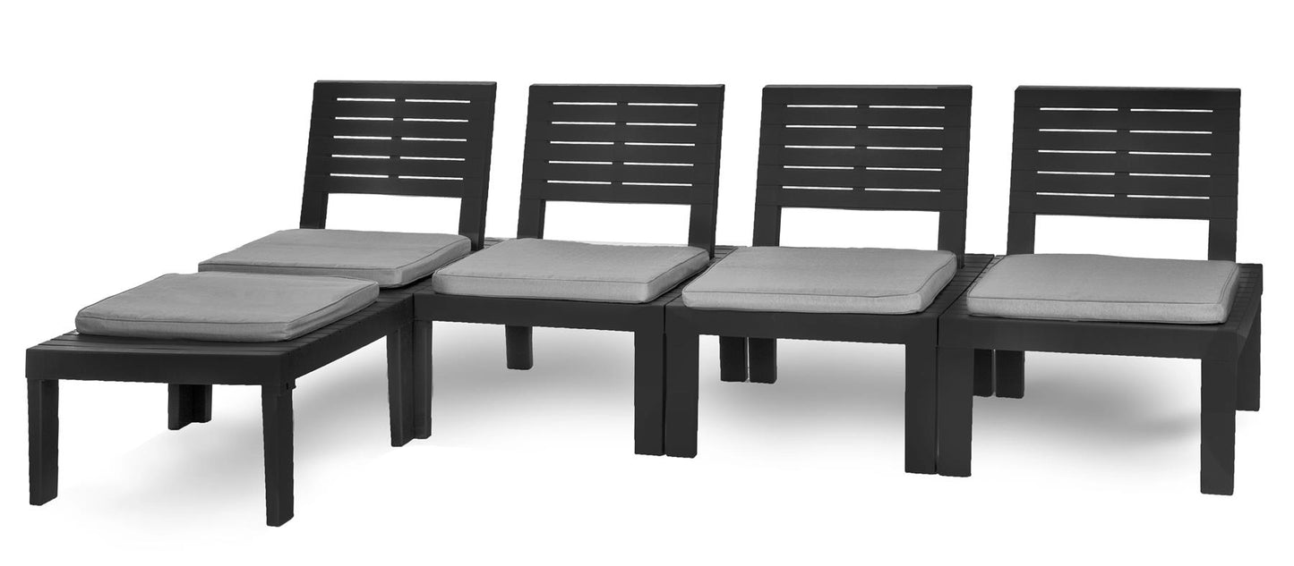 Modular Corner Garden Furniture Set 4 Chairs Plus Table