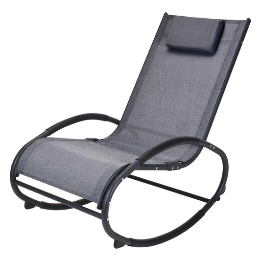 Outdoor Garden Rocking Chair Grey Seat Recliner Patio