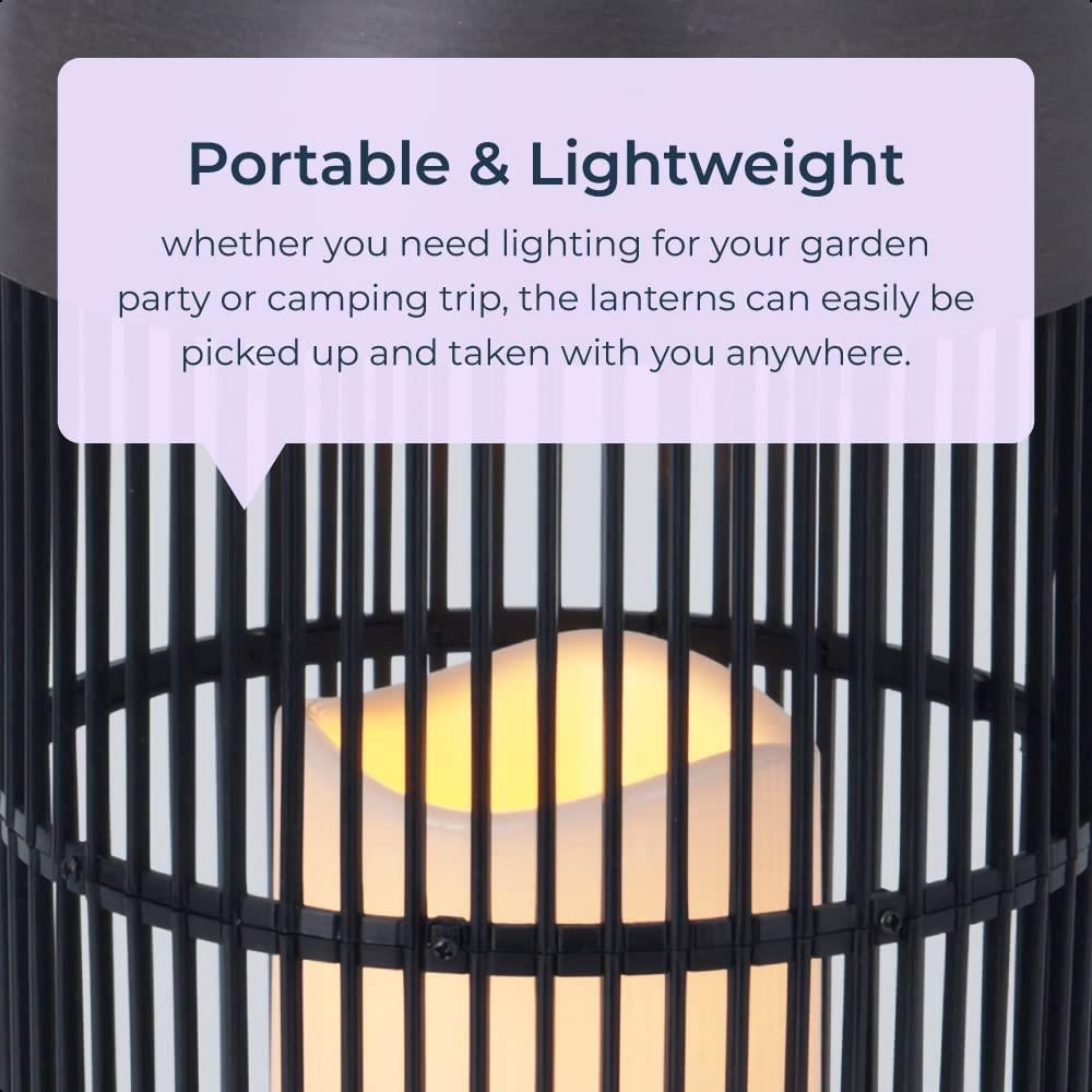 Tall Solar Outdoor Waterproof Candle Patio Light Lantern