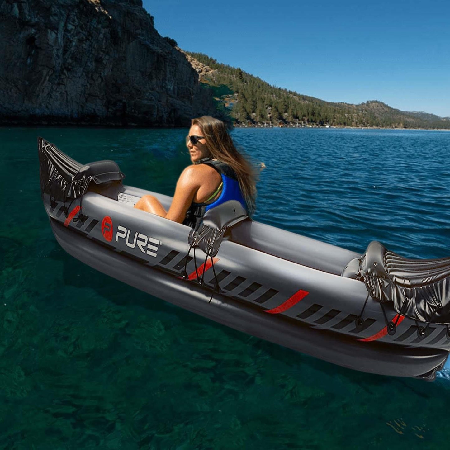 Pure4Fun Inflatable Kayak Canoe Boat 2 Person 325cm Grey