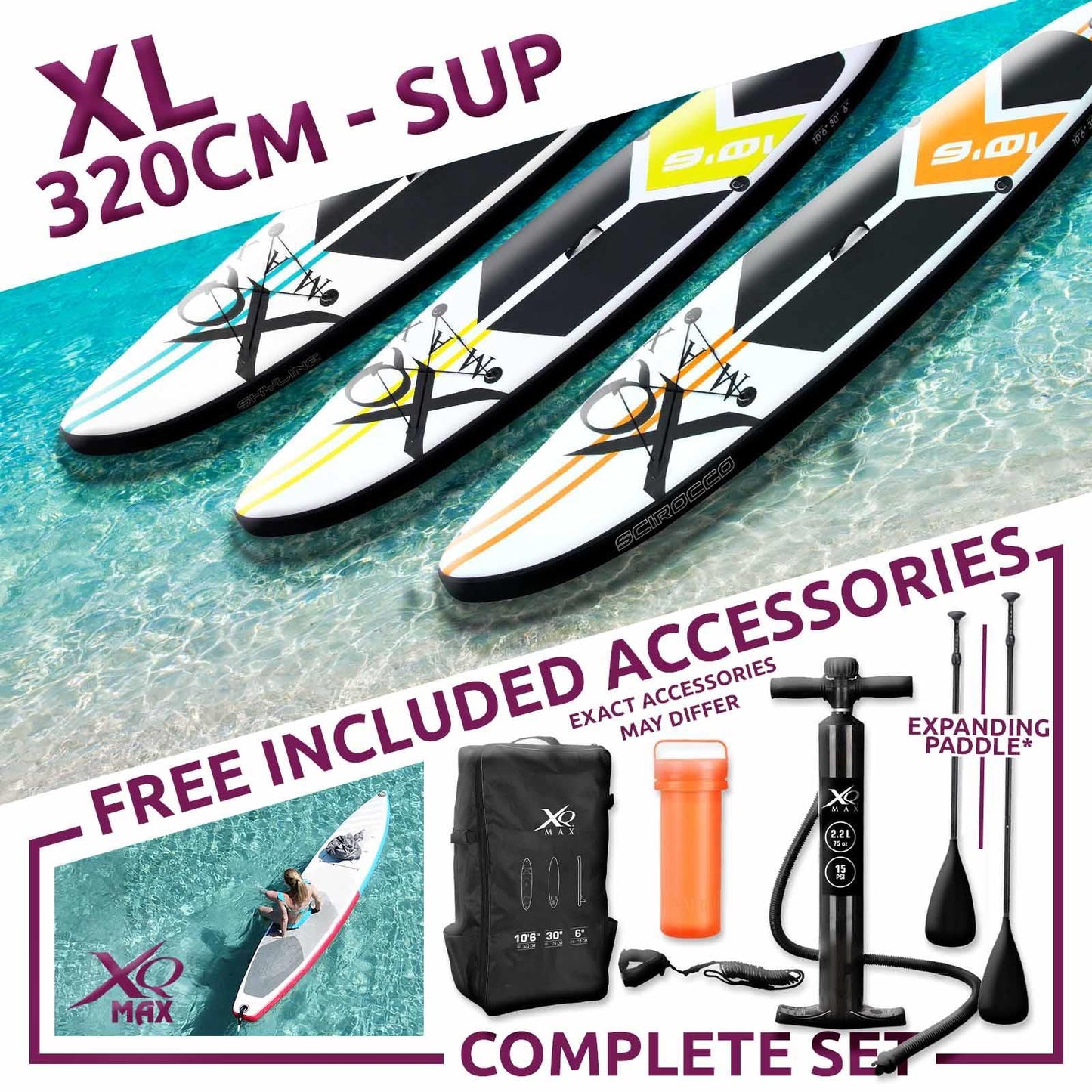 XQ Max 320cm 10.5ft Inflatable Standup Paddleboard SUP