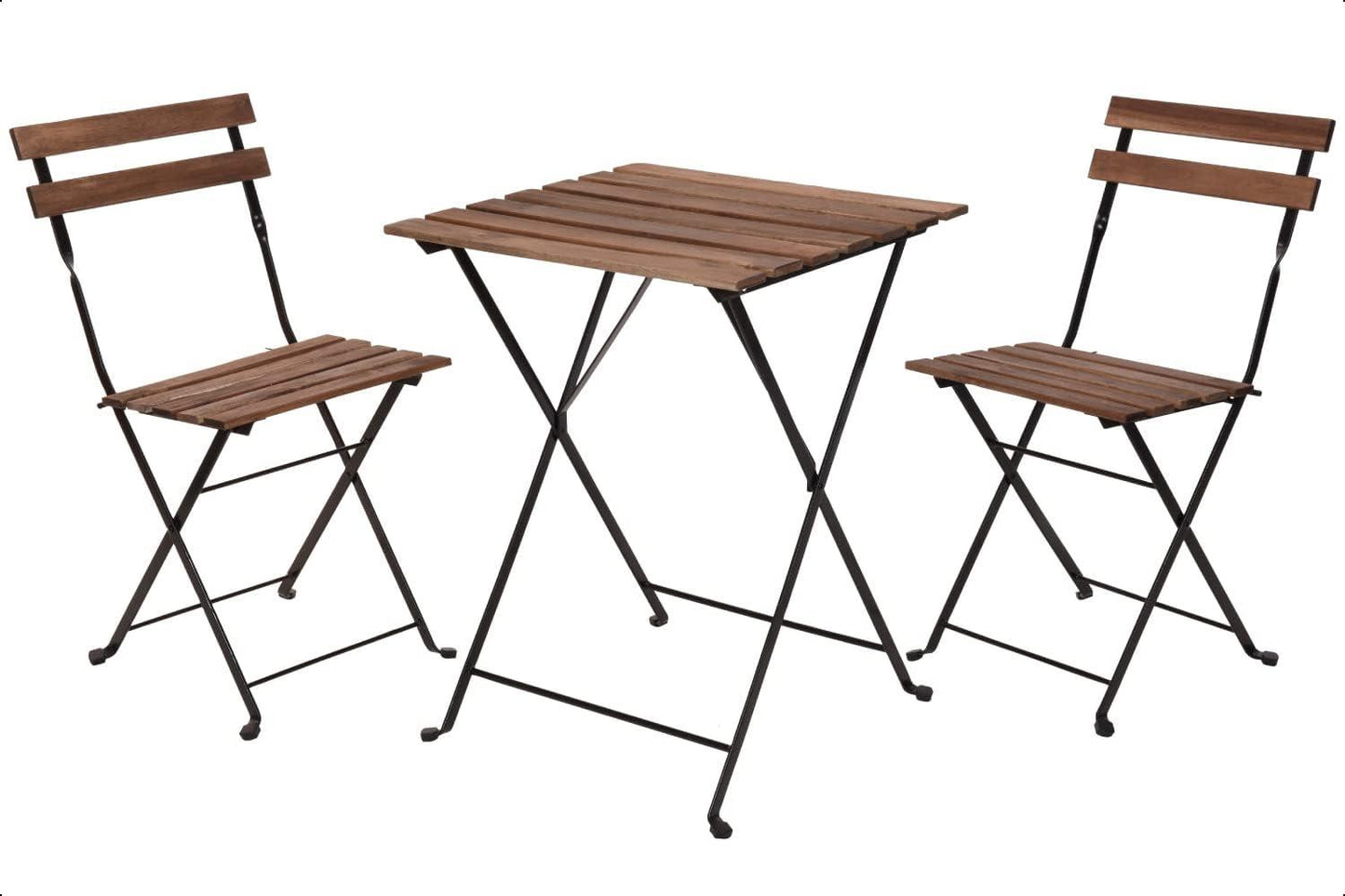 Bistro Garden Table & Chairs Set Metal/Wood Garden Patio