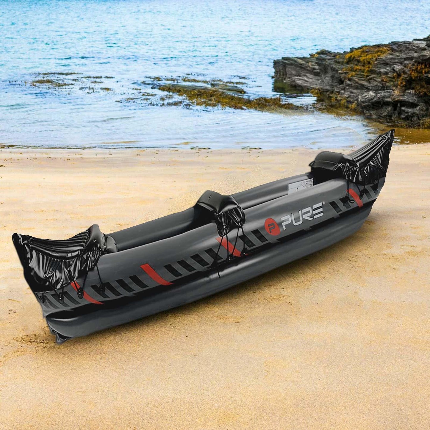 Pure4Fun Inflatable Kayak Canoe Boat 2 Person 325cm Grey