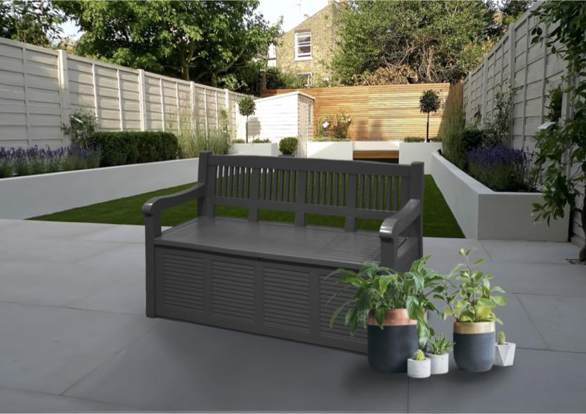 Outdoor Waterproof Garden Seat Bench Storage Box Plastic Container Grey 280L