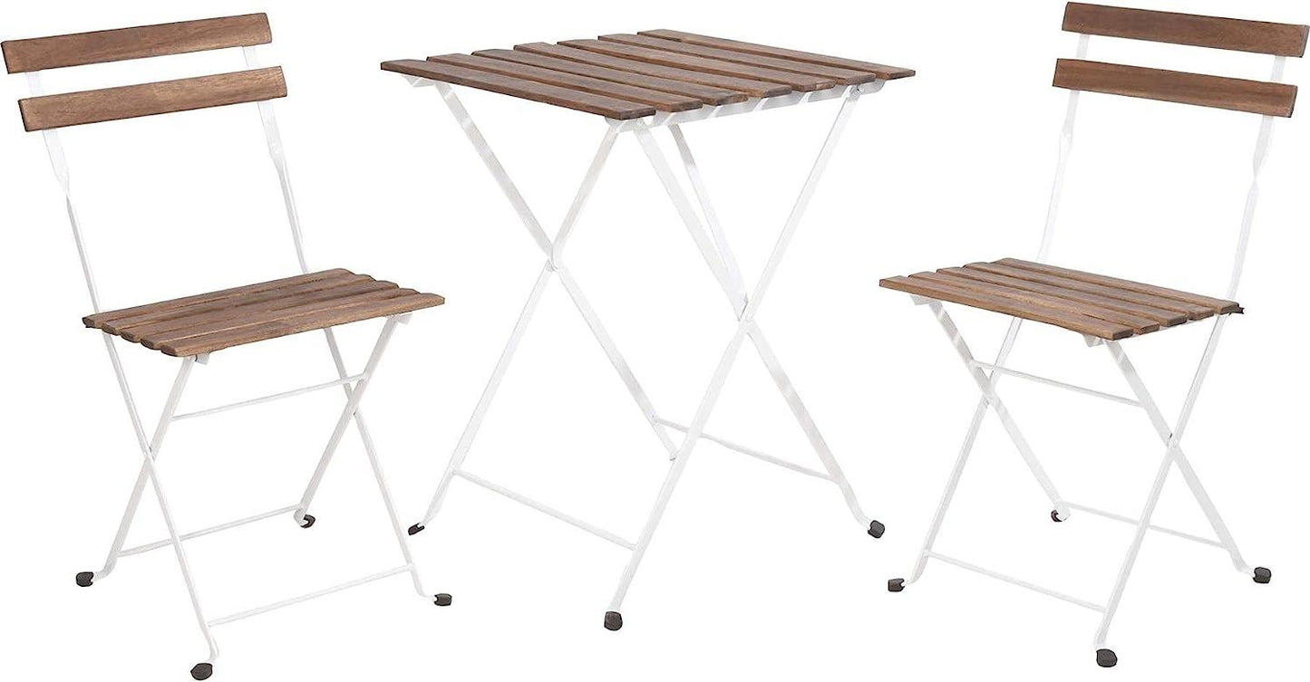 Bistro Garden Table & Chairs Set Metal/Wood Garden Patio