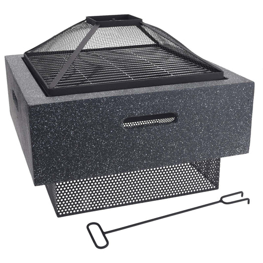 Square Garden Fire Pit Patio Fireplace MgO Grill BBQ